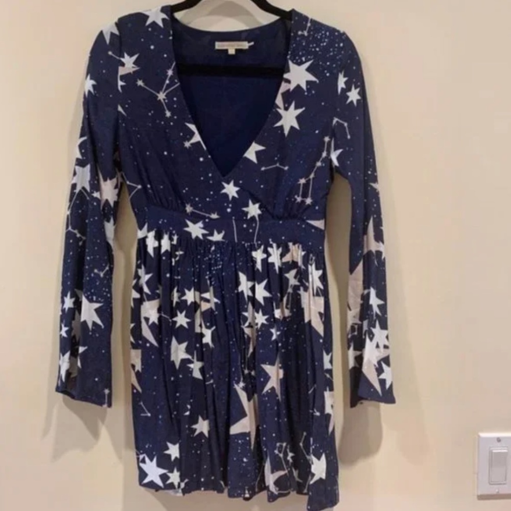 Blue Star Urban Outfitters Little White Lies Bell Sleeve Dress [Extra Small] - Picture 2 of 4